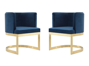 Aura Dining Chair in Royal Blue and Polished Brass (set of 2) by Manhattan Comfort at Eve Furniture