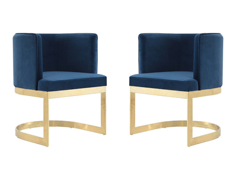 Aura Dining Chair in Royal Blue and Polished Brass (set of 2) by Manhattan Comfort at Eve Furniture