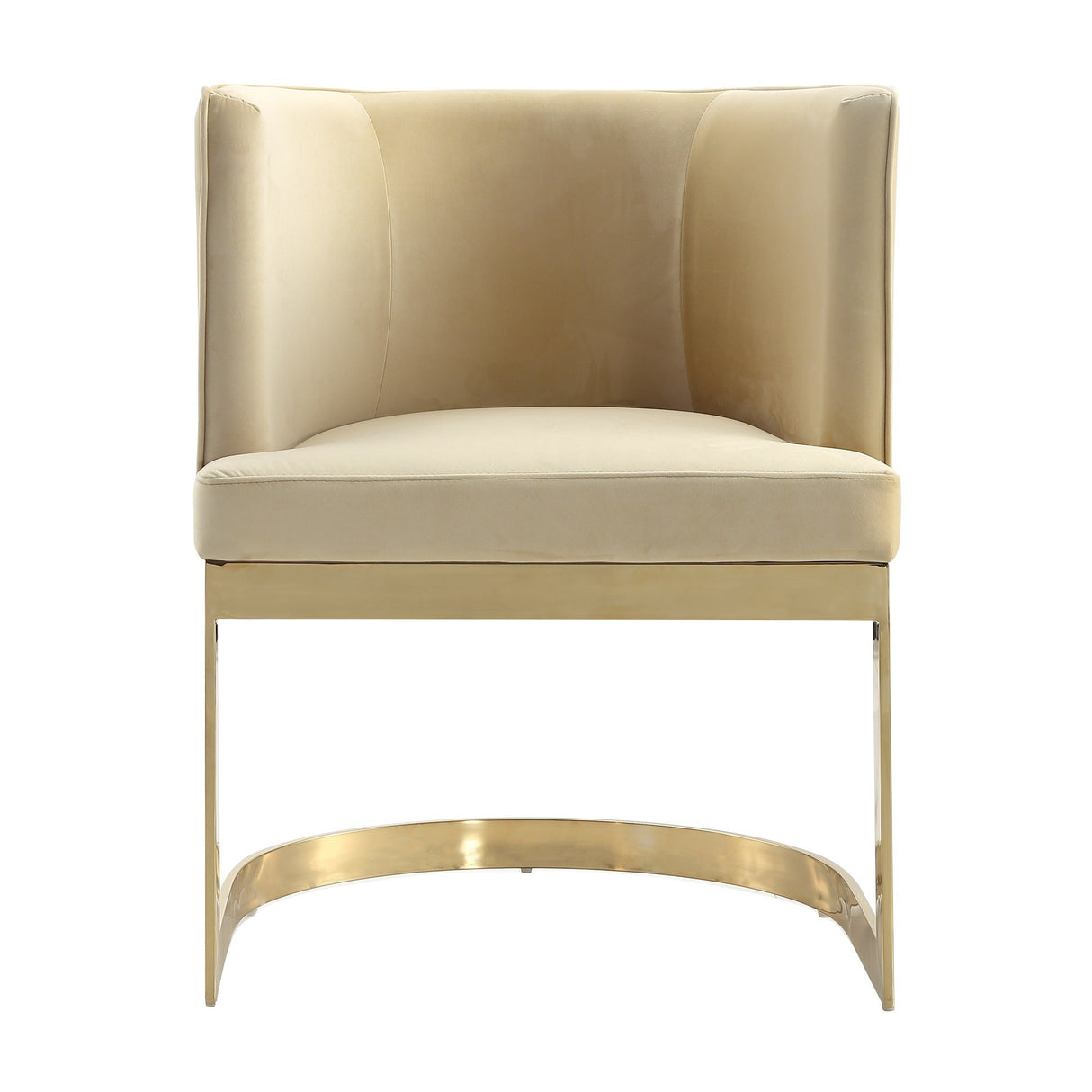 Aura Dining Chair in Sand and Polished Brass by Manhattan Comfort at Eve Furniture