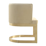 Aura Dining Chair in Sand and Polished Brass by Manhattan Comfort at Eve Furniture