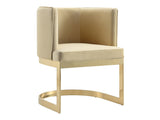 Aura Dining Chair in Sand and Polished Brass by Manhattan Comfort at Eve Furniture