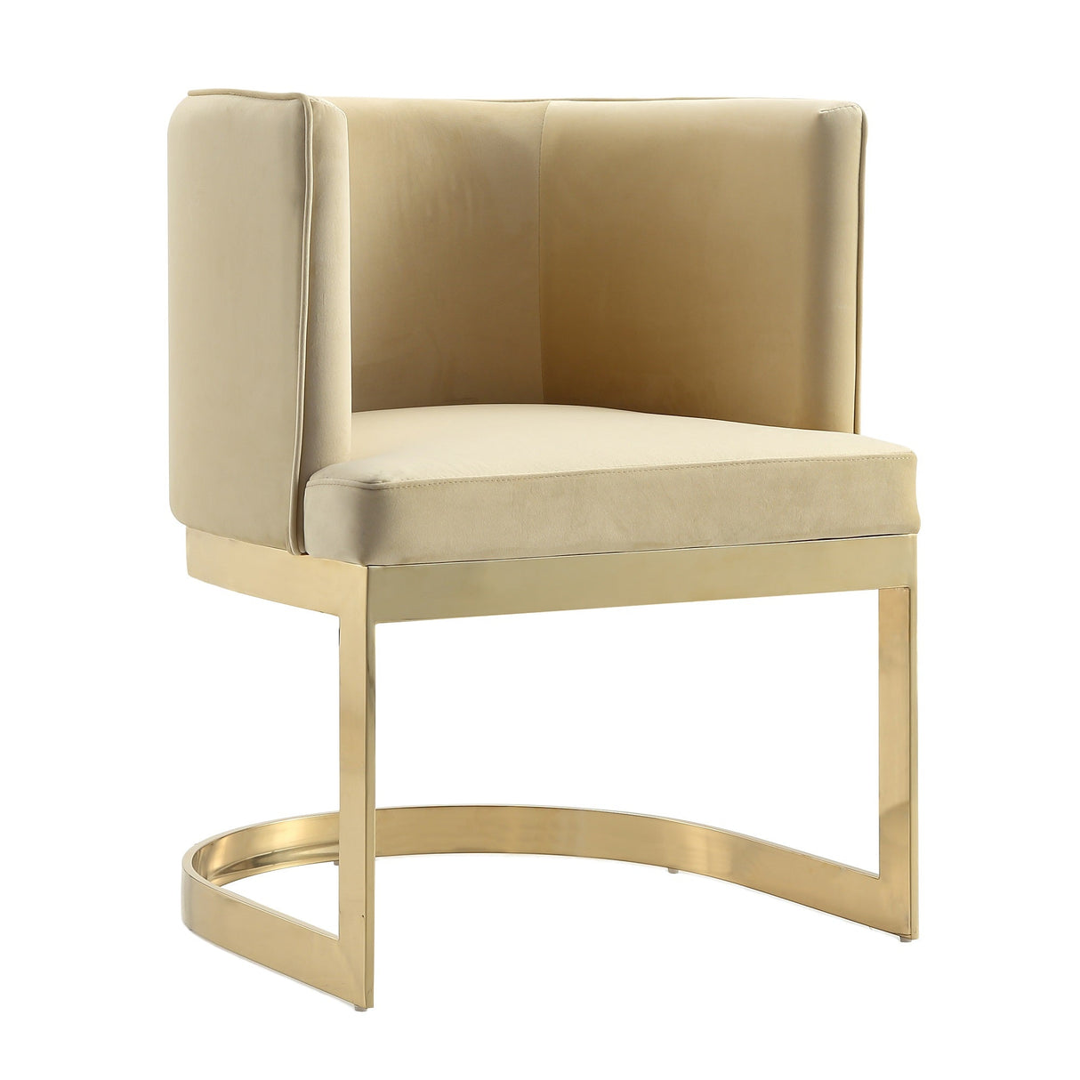 Aura Dining Chair in Sand and Polished Brass (set of 2) by Manhattan Comfort at Eve Furniture