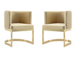 Aura Dining Chair in Sand and Polished Brass (set of 2) by Manhattan Comfort at Eve Furniture