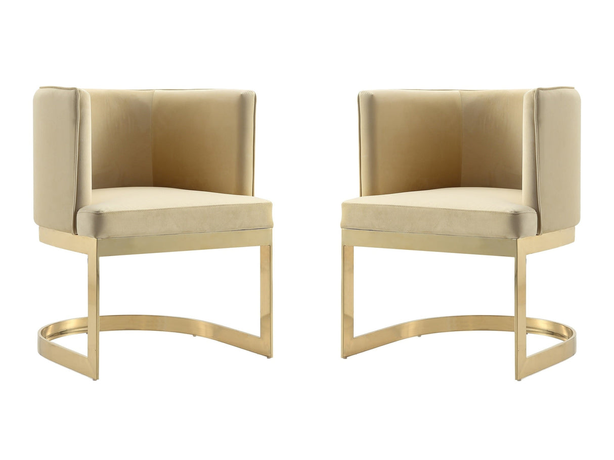 Aura Dining Chair in Sand and Polished Brass (set of 2) by Manhattan Comfort at Eve Furniture