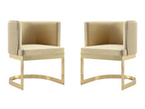 Aura Dining Chair in Sand and Polished Brass (set of 2) by Manhattan Comfort at Eve Furniture