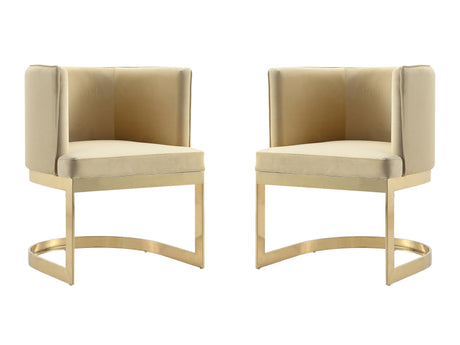 Aura Dining Chair in Sand and Polished Brass (set of 2) by Manhattan Comfort at Eve Furniture