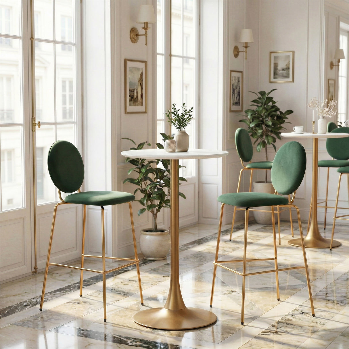 Auray White & Gold Bar Table by Zuomod at Eve Furniture