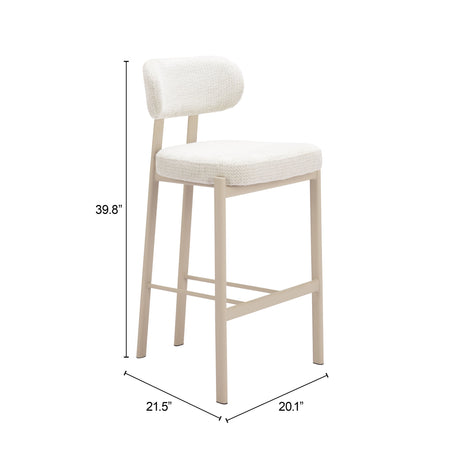 Aurea Light Gray Barstool (Set of 2) by Zuomod at Eve Furniture