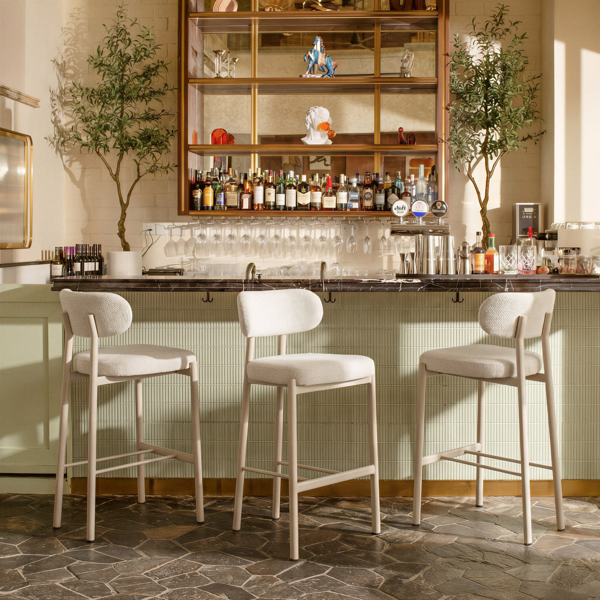 Aurea Light Gray Barstool (Set of 2) by Zuomod at Eve Furniture