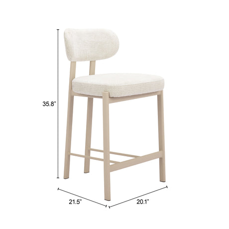 Aurea Light Gray Counter Stool (Set of 2) by Zuomod at Eve Furniture