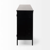 Aurelia 79.0L x 16.0W x 33.0H Black and White Metal Four Door Glass Cabinet by Mercana at Eve Furniture