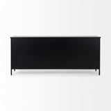 Aurelia 79.0L x 16.0W x 33.0H Black and White Metal Four Door Glass Cabinet by Mercana at Eve Furniture