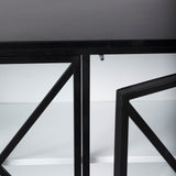 Aurelia 79.0L x 16.0W x 33.0H Black and White Metal Four Door Glass Cabinet by Mercana at Eve Furniture