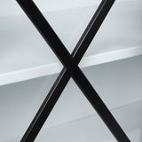 Aurelia 79.0L x 16.0W x 33.0H Black and White Metal Four Door Glass Cabinet by Mercana at Eve Furniture