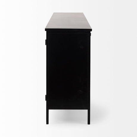 Aurelia Black and White Metal Four Door Glass Cabinet by Mercana at Eve Furniture
