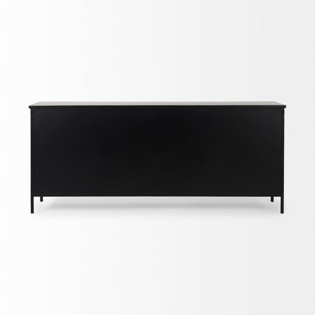 Aurelia Black and White Metal Four Door Glass Cabinet by Mercana at Eve Furniture