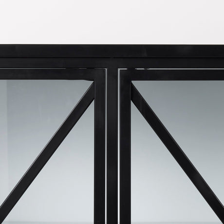 Aurelia Black and White Metal Four Door Glass Cabinet by Mercana at Eve Furniture