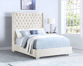 Aurelia Cream Diamond Tufted King Bed by Happy Homes at Eve Furniture