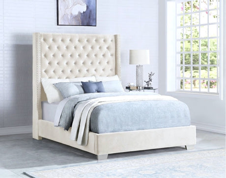 Aurelia Cream Diamond Tufted Queen Bed by Happy Homes at Eve Furniture