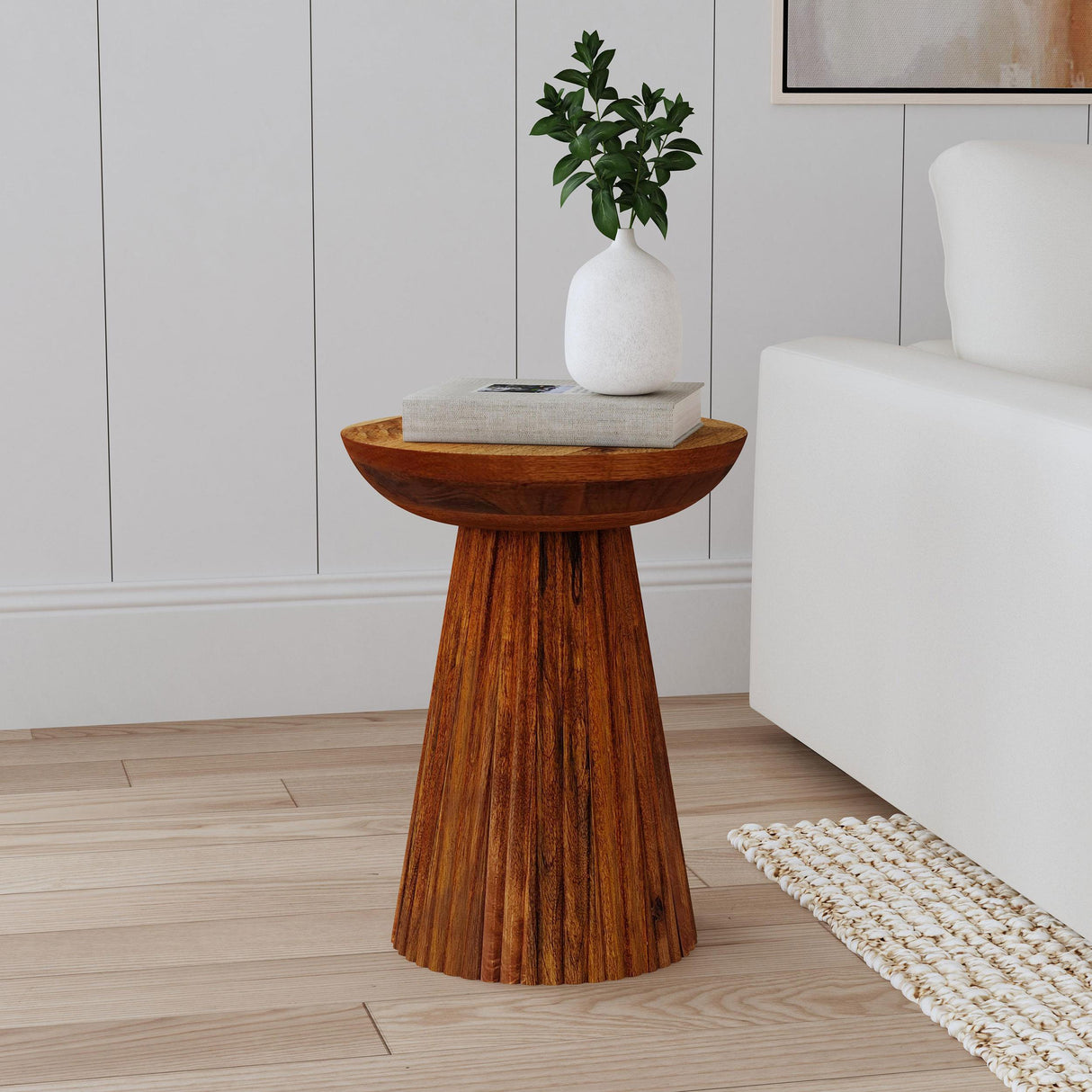 Aureo Wild Honey Round Solid Wood Accent Side Table by Coaster at Eve Furniture