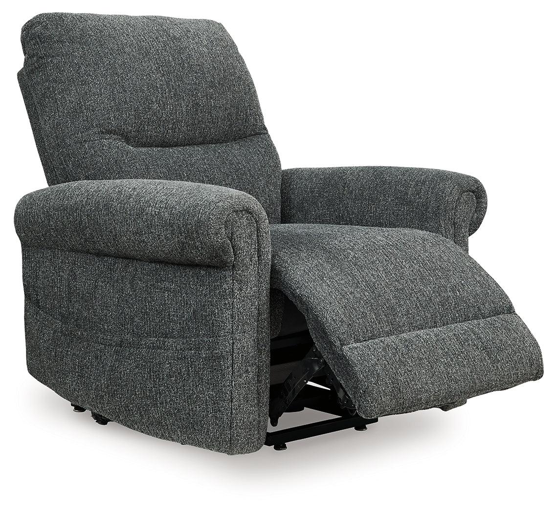 Aureta Charcoal Power Lift Recliner by Ashley at Eve Furniture