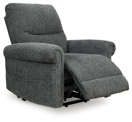 Aureta Charcoal Power Lift Recliner by Ashley at Eve Furniture