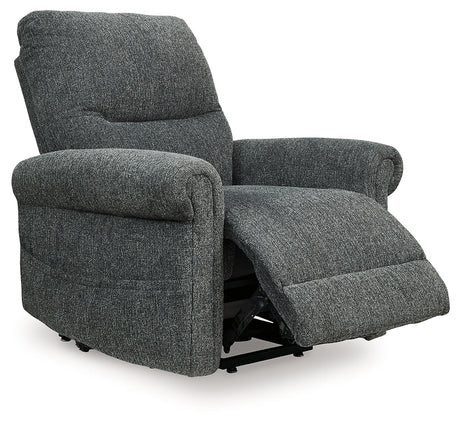 Aureta Charcoal Power Lift Recliner by Ashley at Eve Furniture