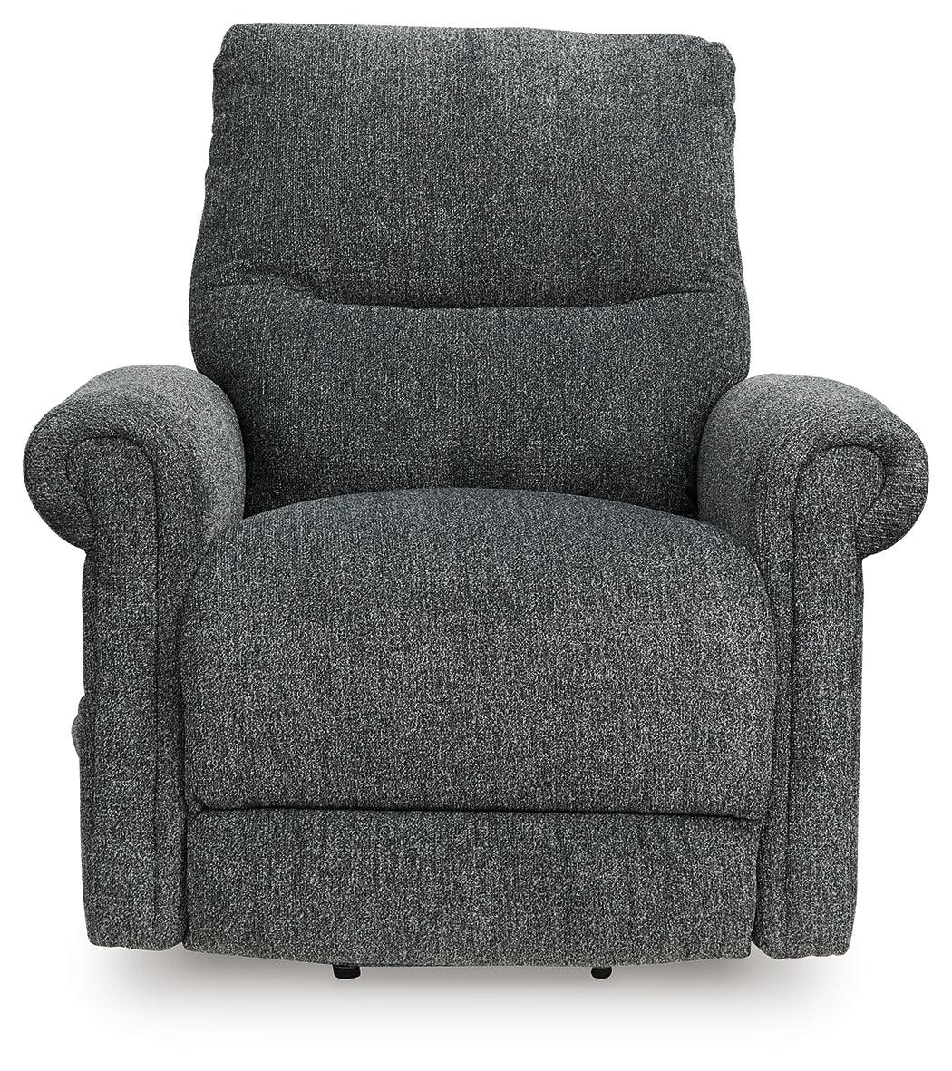 Aureta Charcoal Power Lift Recliner by Ashley at Eve Furniture