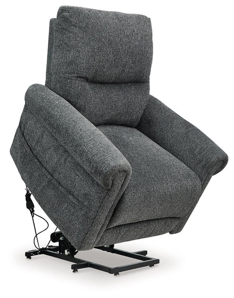 Aureta Charcoal Power Lift Recliner by Ashley at Eve Furniture