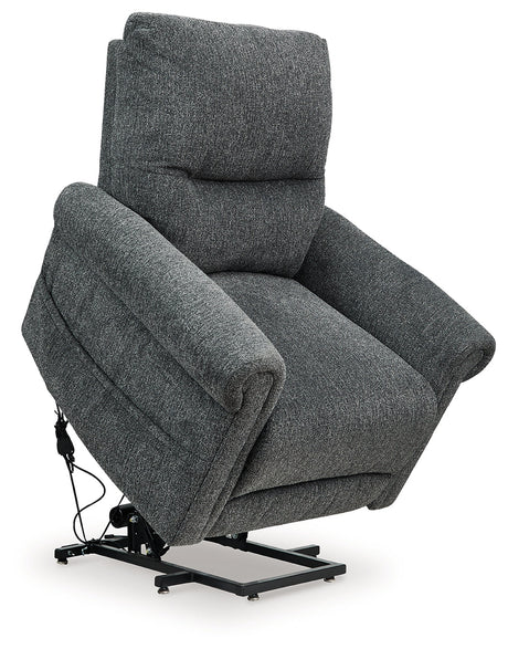 Aureta Charcoal Power Lift Recliner by Ashley at Eve Furniture