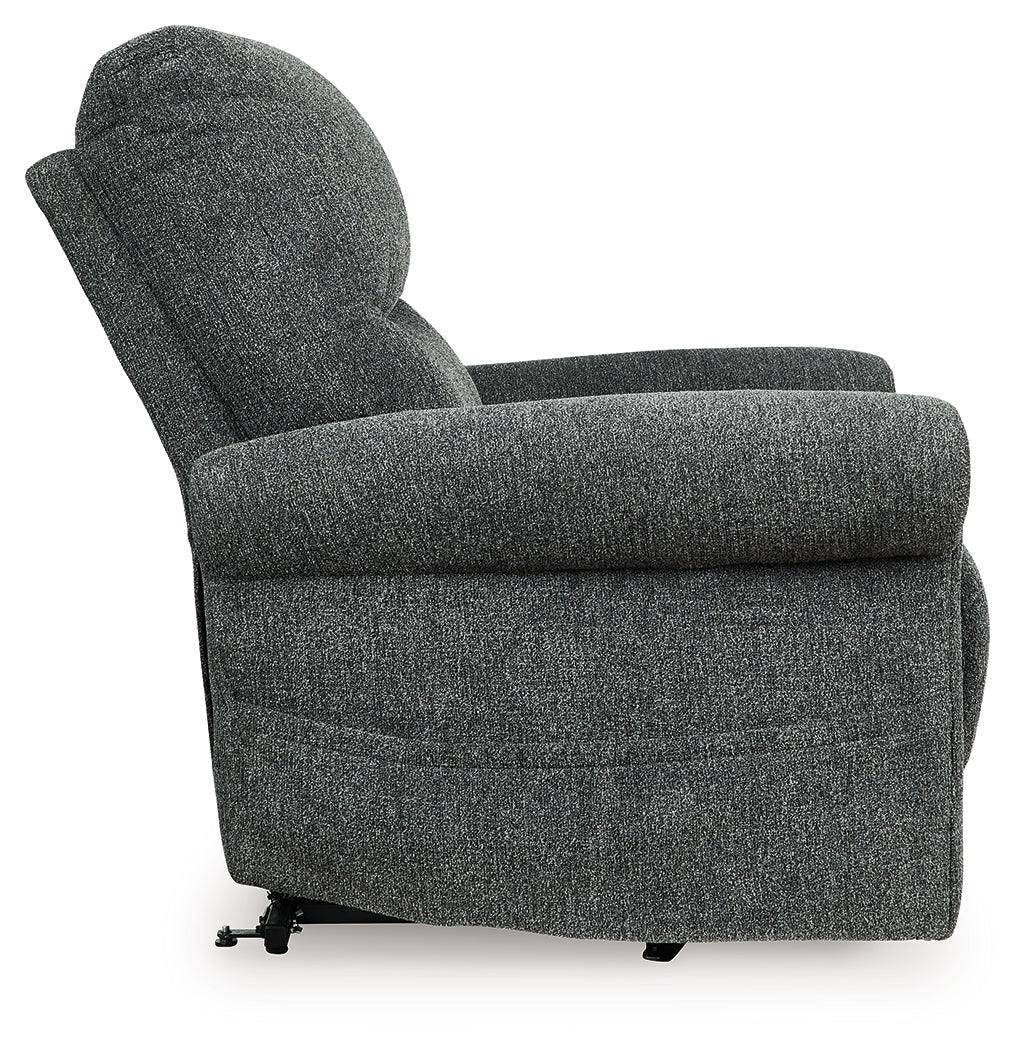 Aureta Charcoal Power Lift Recliner by Ashley at Eve Furniture