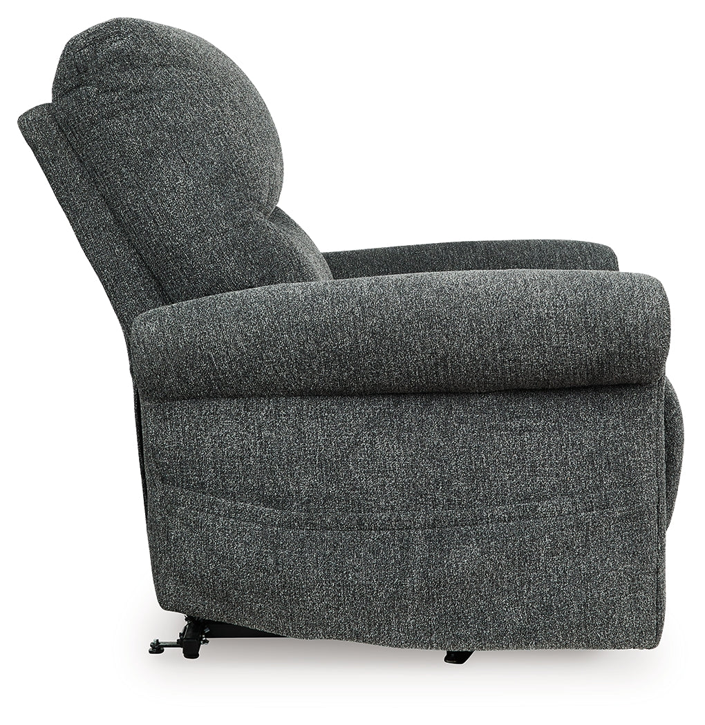Aureta Charcoal Power Lift Recliner by Ashley at Eve Furniture