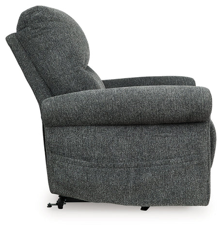 Aureta Charcoal Power Lift Recliner by Ashley at Eve Furniture