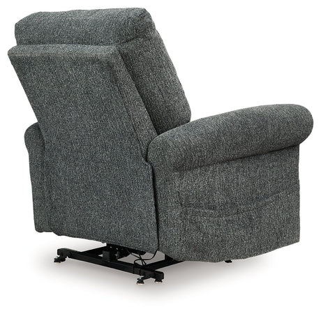 Aureta Charcoal Power Lift Recliner by Ashley at Eve Furniture