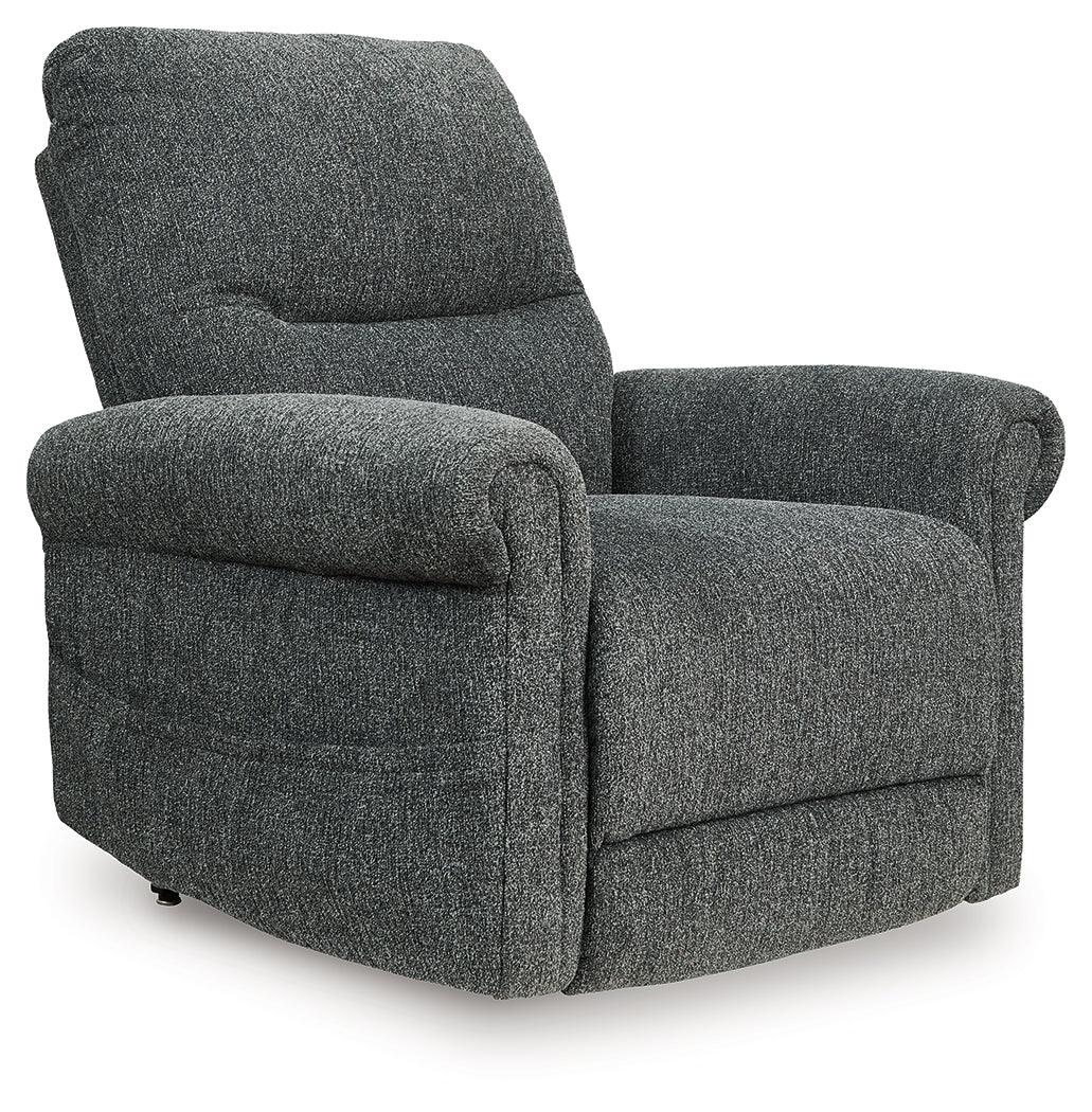 Aureta Charcoal Power Lift Recliner by Ashley at Eve Furniture