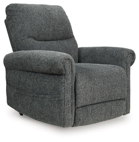 Aureta Charcoal Power Lift Recliner by Ashley at Eve Furniture