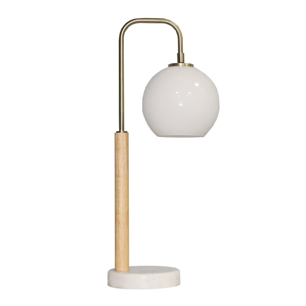Auris White Globe Lampshade Table Lamp with Marble Base by Ashcroft Furniture at Eve Furniture