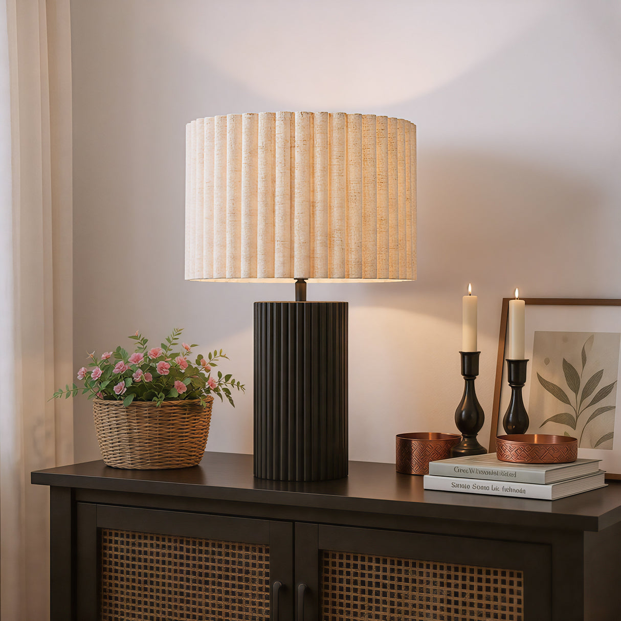 Aurora Beige & Black Table Lamp by Zuomod at Eve Furniture