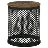 Aurora Natural/Black Round Accent Table with Drum Base by Coaster at Eve Furniture