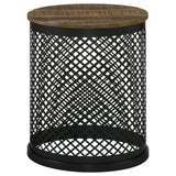 Aurora Natural/Black Round Accent Table with Drum Base by Coaster at Eve Furniture