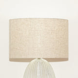 Aurora Ribbed Glass Lamp Base Clear Table Lamp Large Linen Shade by Ashcroft Furniture at Eve Furniture