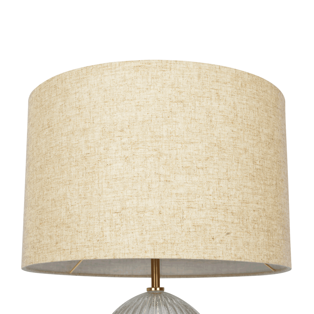 Aurora Ribbed Glass Lamp Base Clear Table Lamp Large Linen Shade