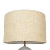 Aurora Ribbed Glass Lamp Base Clear Table Lamp Large Linen Shade