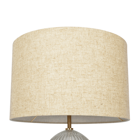 Aurora Ribbed Glass Lamp Base Clear Table Lamp Large Linen Shade