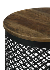 Aurora Natural/Black Round Accent Table with Drum Base