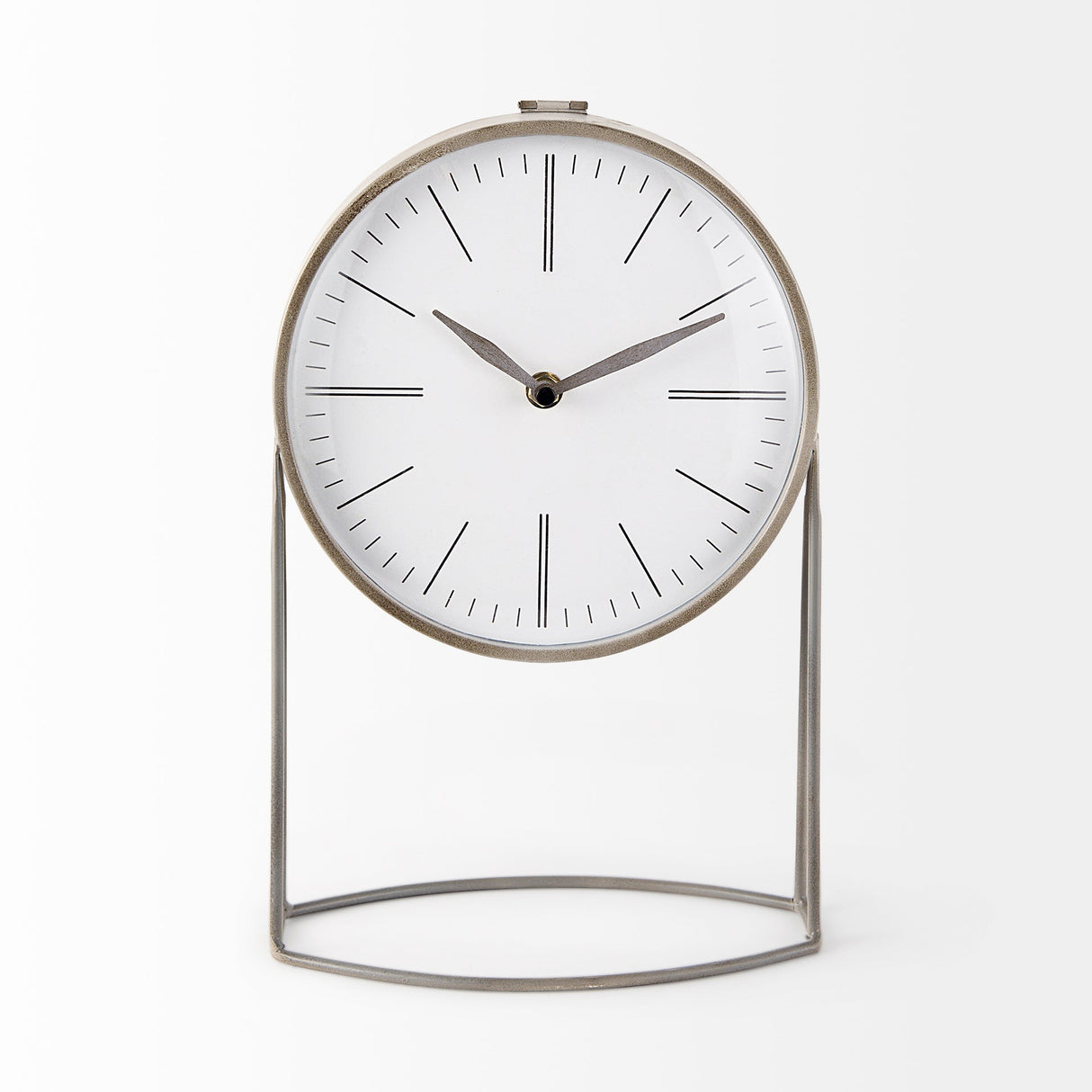 Aurus Matte Gray Metal Table Clock by Mercana at Eve Furniture