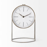 Aurus Matte Gray Metal Table Clock by Mercana at Eve Furniture