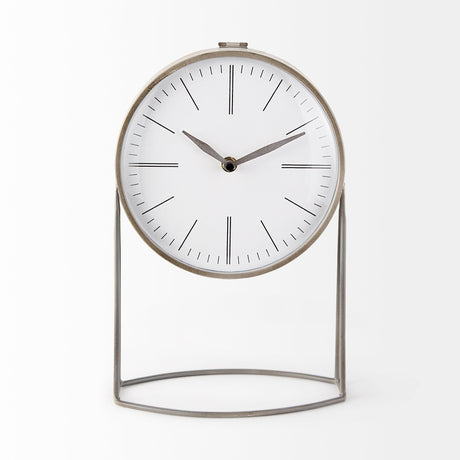 Aurus Matte Gray Metal Table Clock by Mercana at Eve Furniture