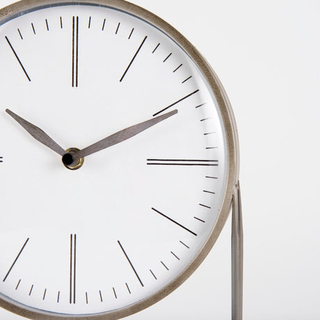 Aurus Matte Gray Metal Table Clock by Mercana at Eve Furniture