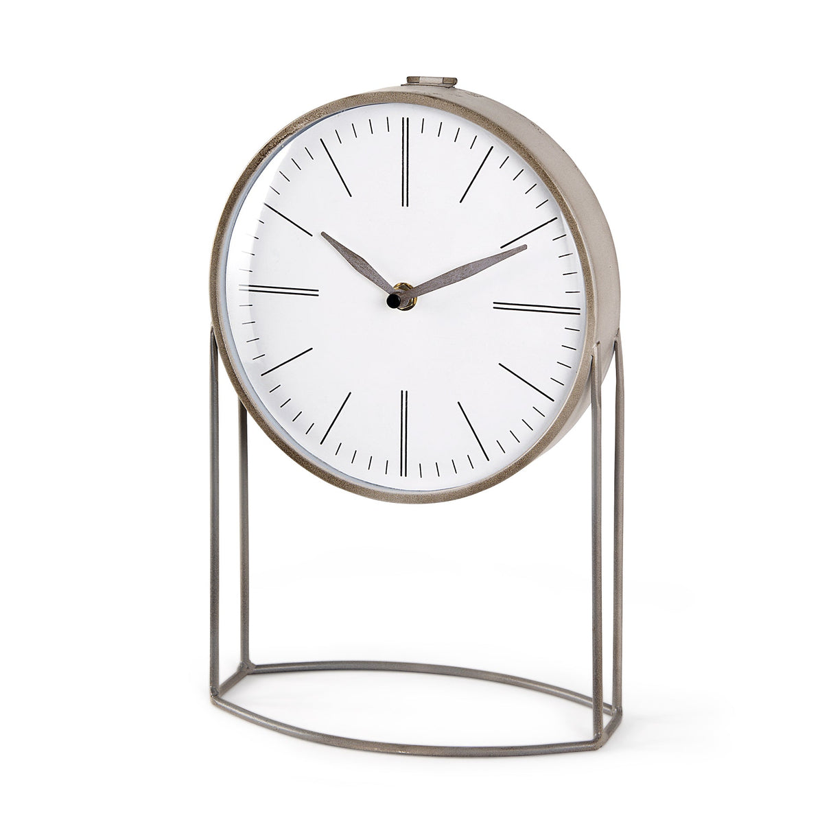 Aurus Matte Gray Metal Table Clock by Mercana at Eve Furniture